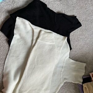 H&M Black and Cream Ribbed Turtleneck Sweaters